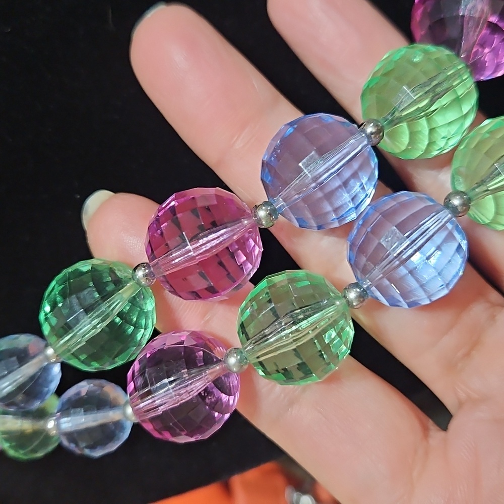 Vintage Coro Lucite Multicolor Beaded Necklace - Picture 3 of 5